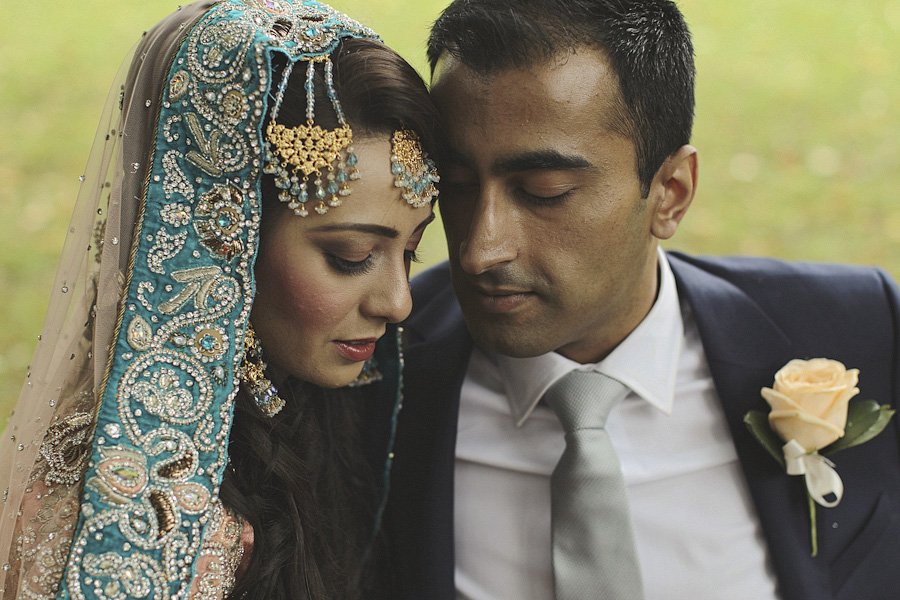 Bride and groom in intimate wedding portrait