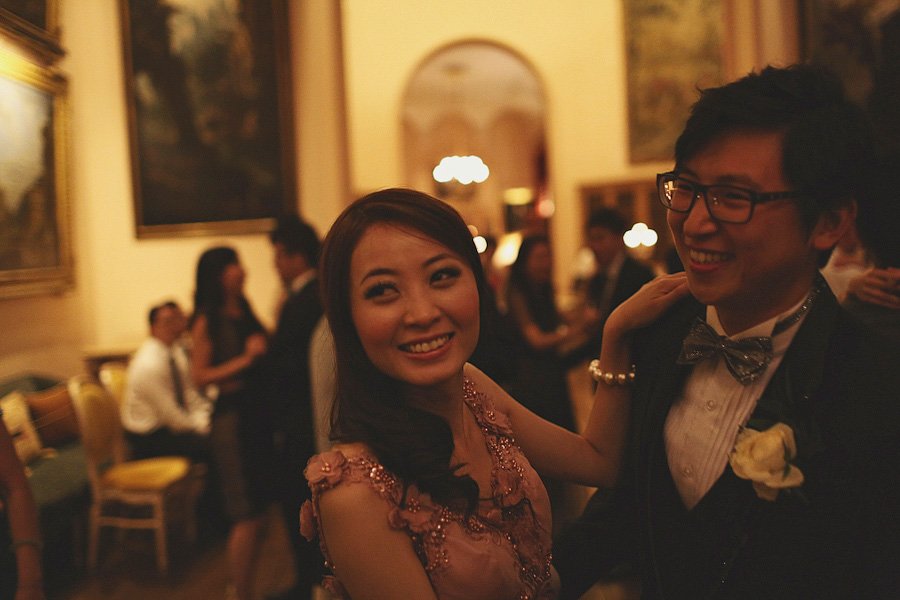Elegant couple smiling at formal evening event