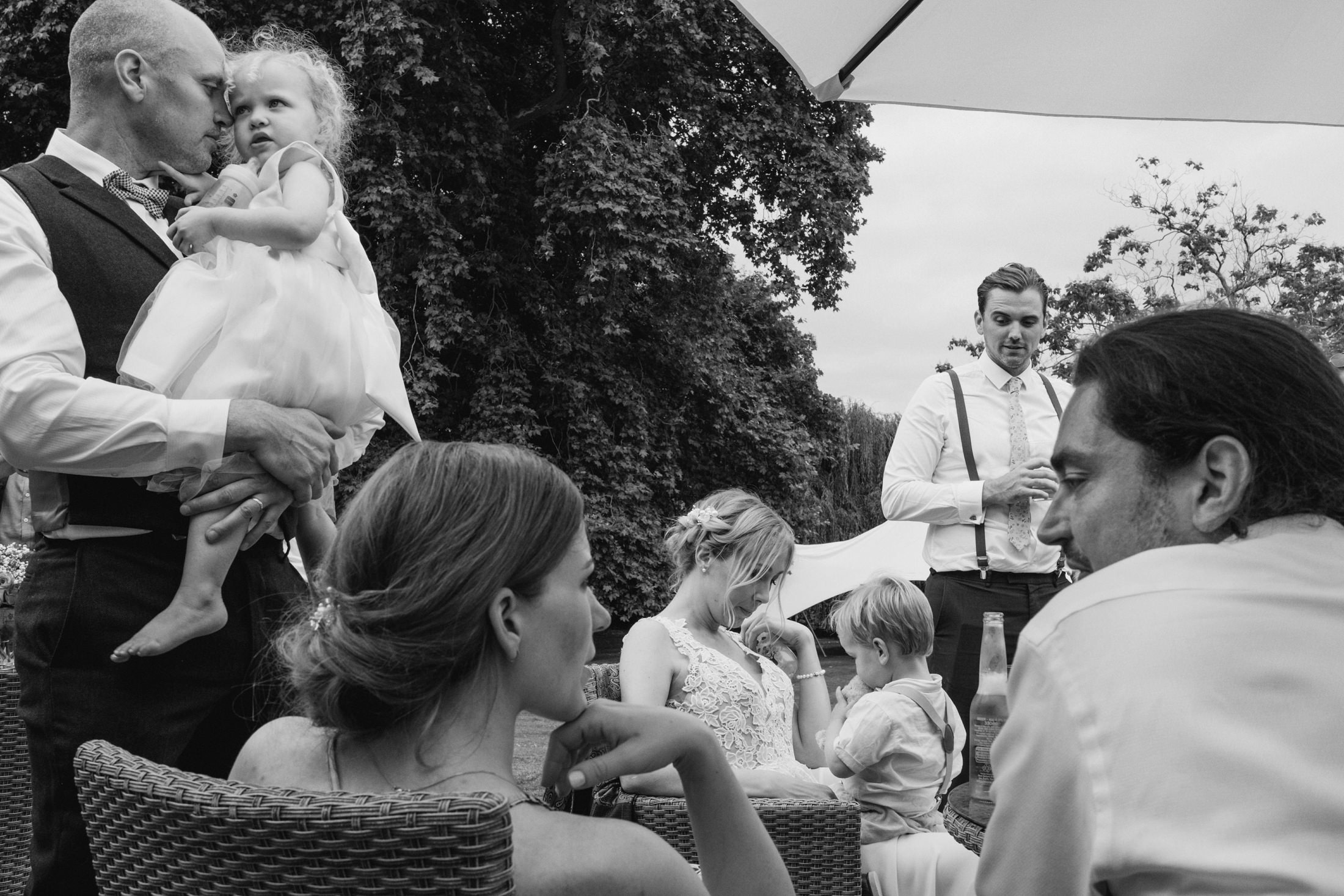 Group of people enjoying a garden gathering
