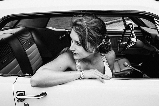 Bride in car at Utopia Broughton Hall