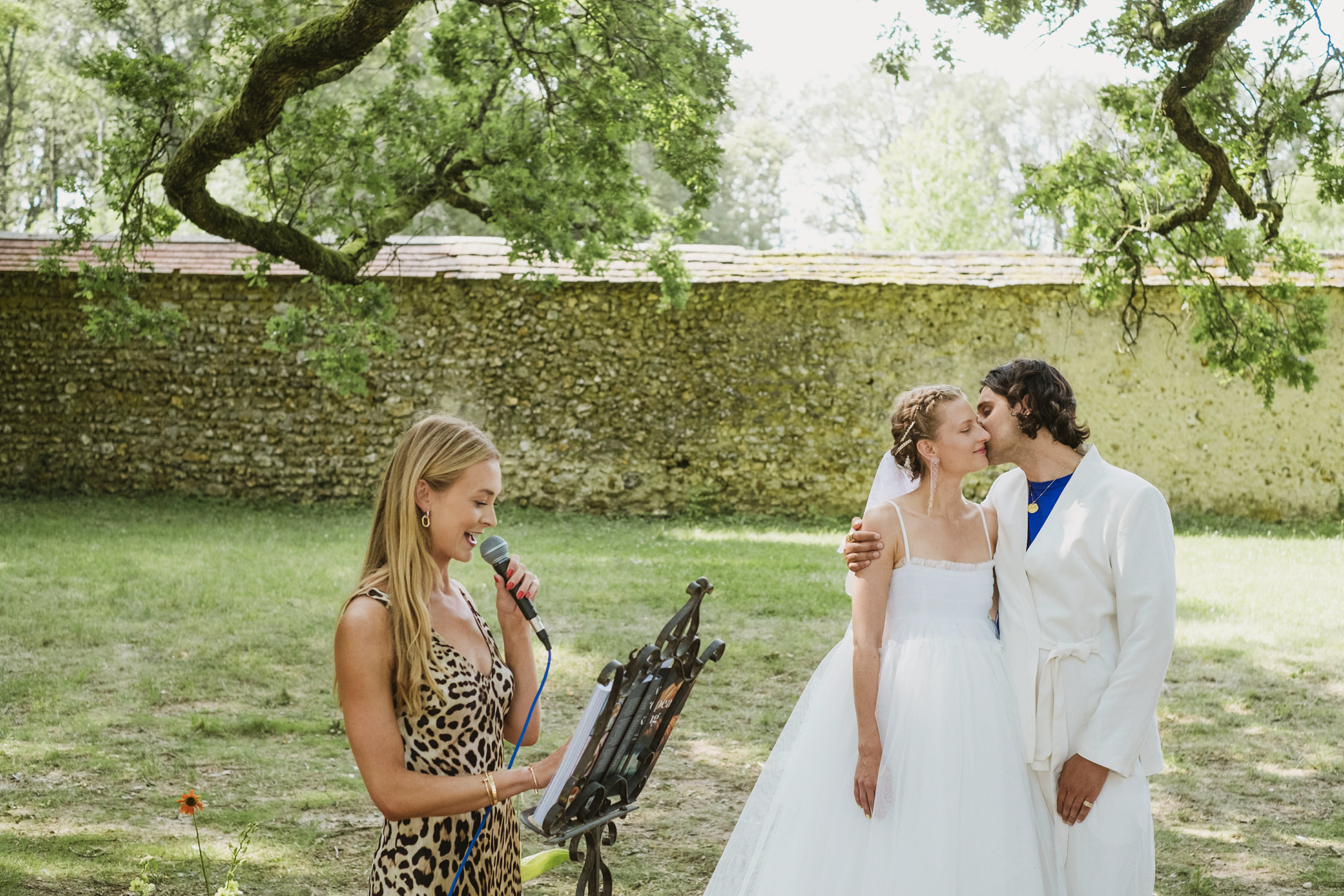 Wedding ceremony reading at the Chateau du Fey in France
