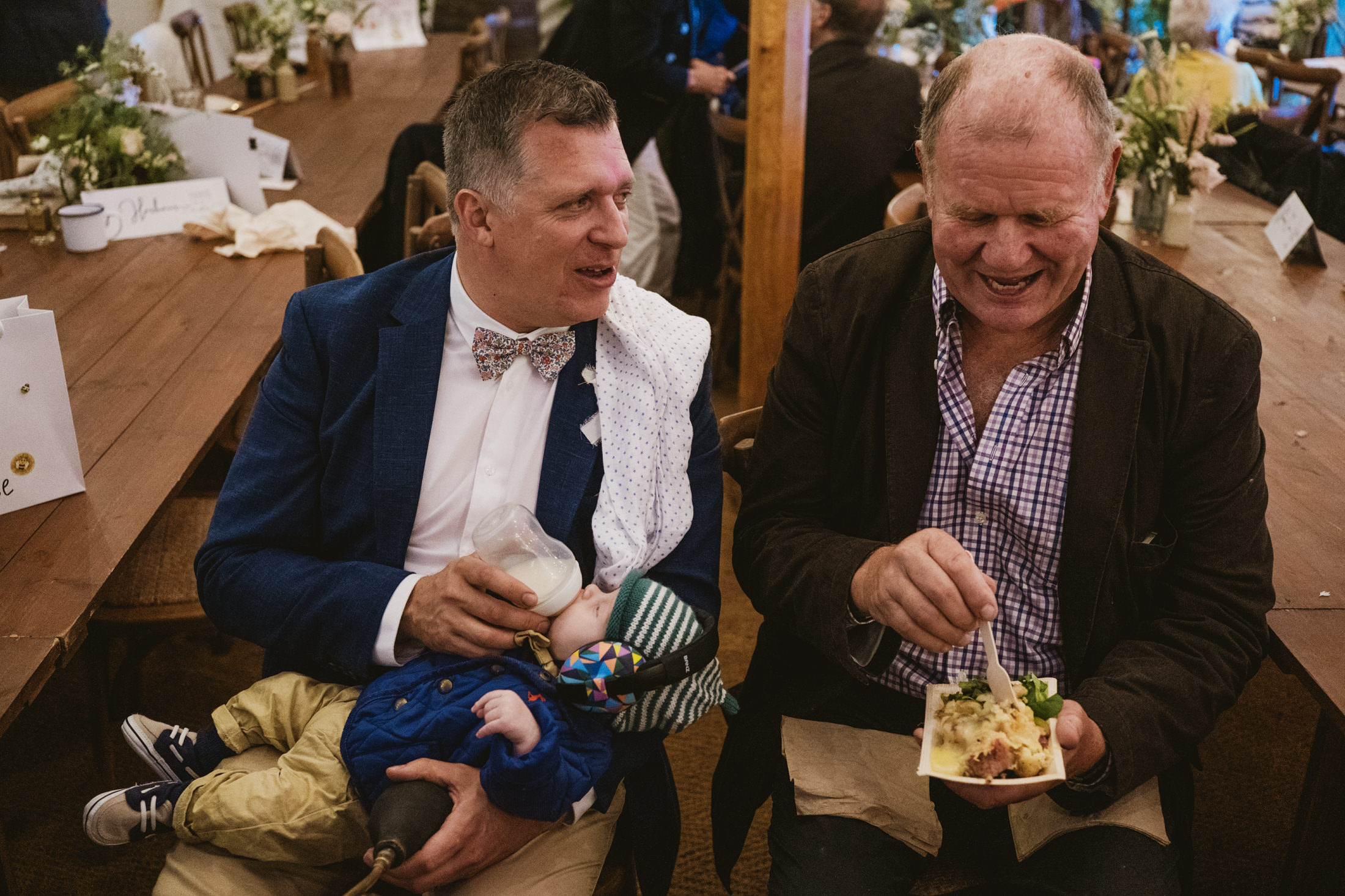 Two men at a dinner event.