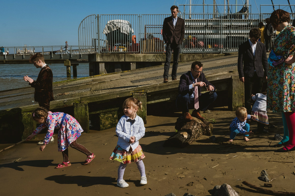 People enjoying a sunny day on the beach.